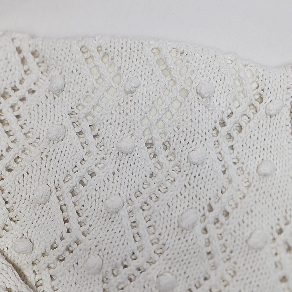 Express Tricot Hand Knitted Chunky Ramie/Cotton Blend V-Neck Sweater Vintage 90s - Picture 9 of 10